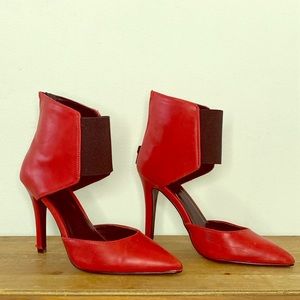 Red and black heels.